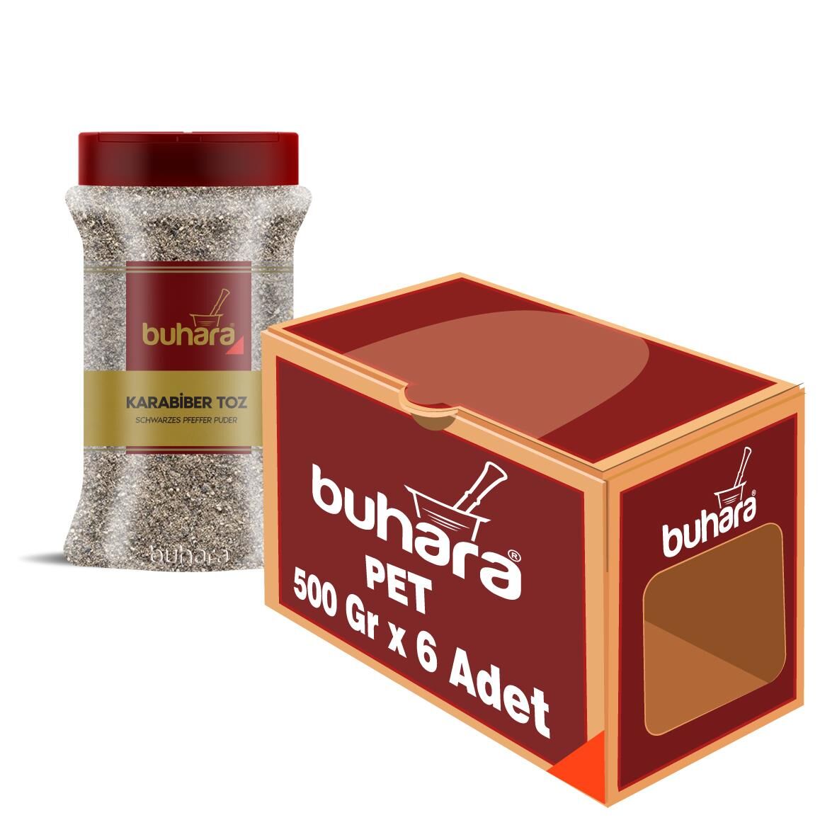BUHARA TOPTAN KARABİBER TOZ 500 GR x 6 Ad. PET