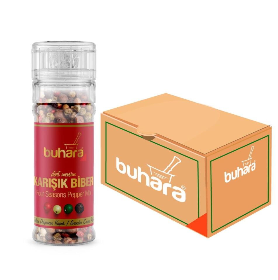 BUHARA TOPTAN 4 MEVSİM KARIŞIK BİBER CAM DEĞİRMEN 40 GR x 15 Ad.