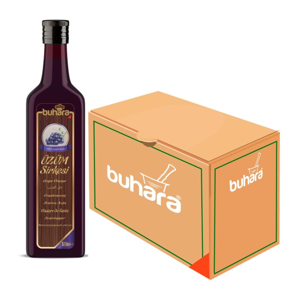 BUHARA TOPTAN ÜZÜM SİRKESİ CAM ŞİŞE 500 ML x 12 Ad.
