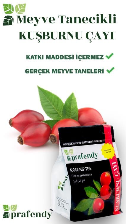 PRAFENDY TOPTAN KUŞBURNU ÇAYI GERÇEK MEYVE TANELİ 1 Kg x 6 Ad.