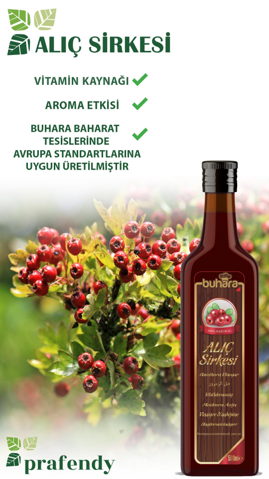 BUHARA 100% DOĞAL ALIÇ SİRKESİ CAM ŞİŞE 500 ML