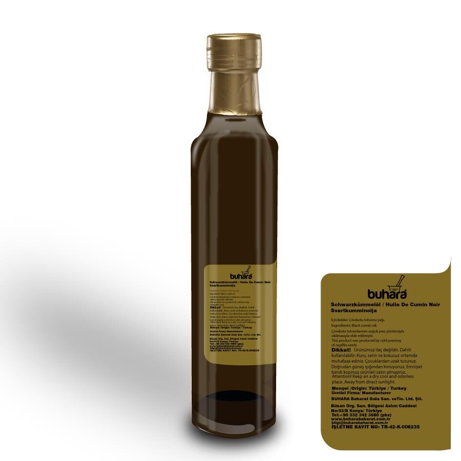 BUHARA ÇÖREK OTU YAĞI ( Çörekotu ) 250 ML CAM ŞİŞE Soğuk Press 100% DOĞAL ve SAF