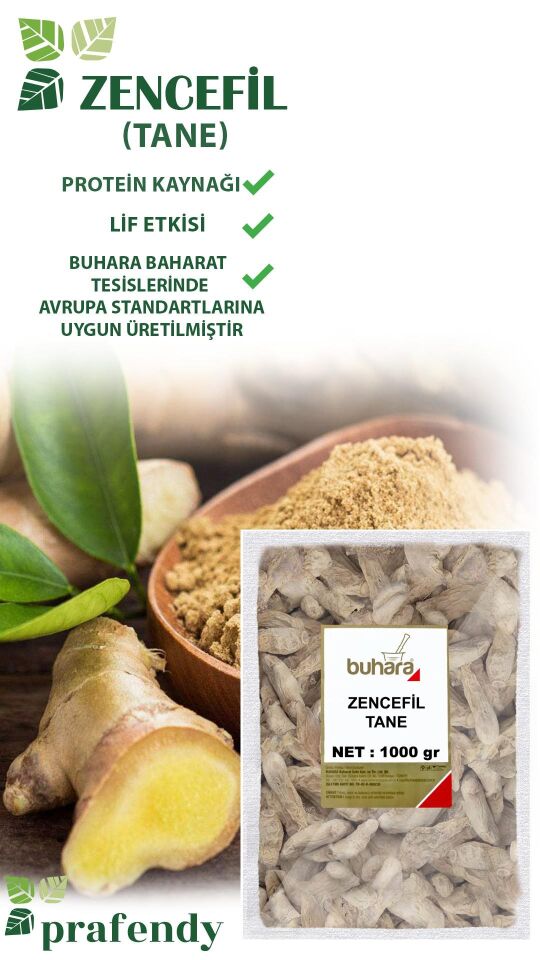 BUHARA TOPTAN ZENCEFİL TANE 1 KG x 10 Ad - 10 KG