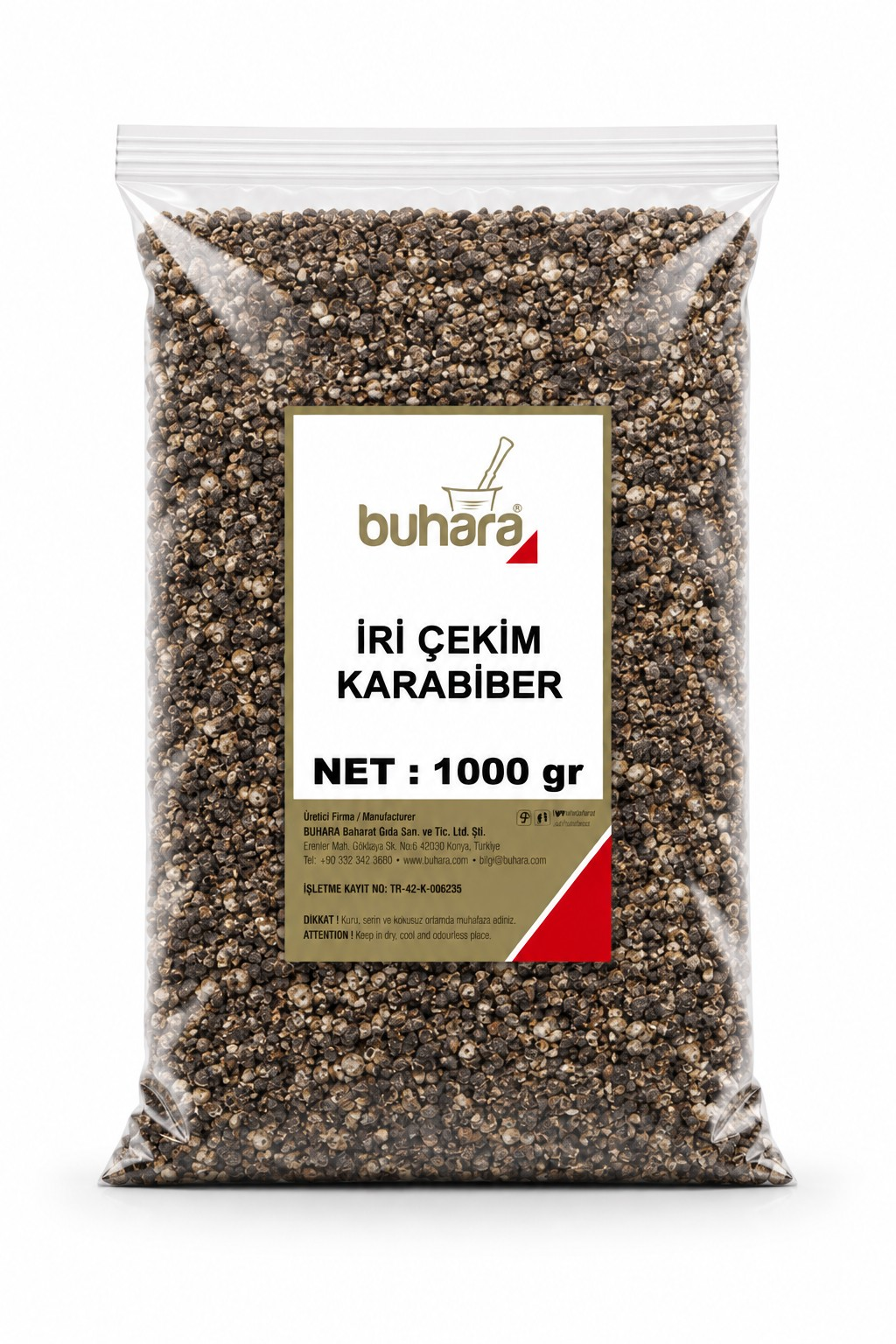 BUHARA KARABİBER KIRIK İRİ ÇEKİM 1000 GR