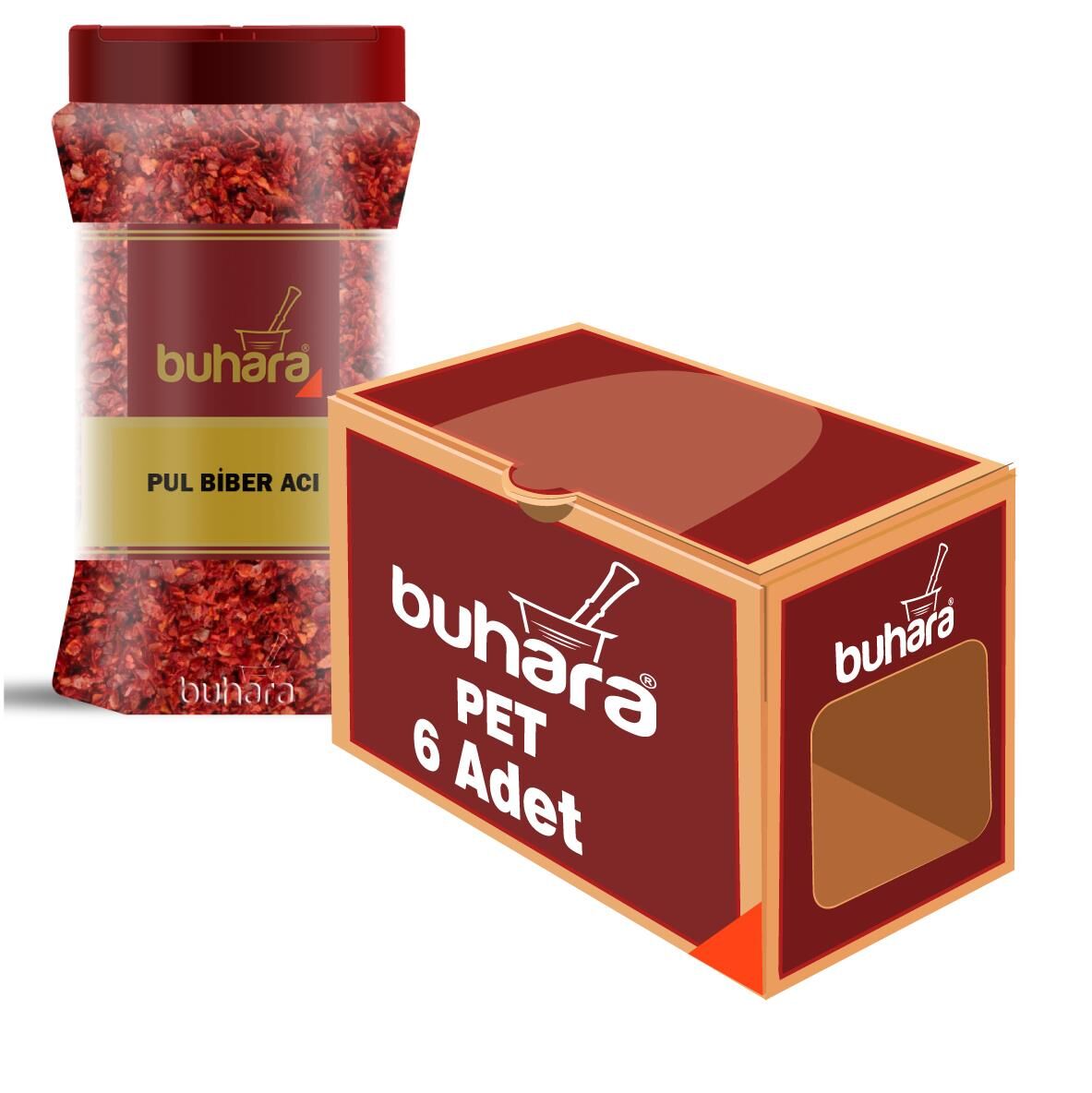 BUHARA TOPTAN PULBİBER ACI 500 GR  x 6 Ad. PET