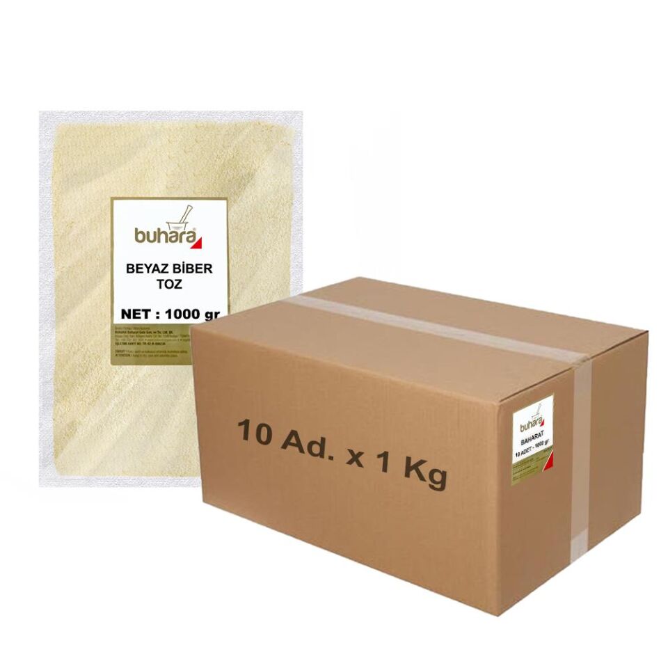 BUHARA TOPTAN BEYAZ BİBER TOZ 1 KG x 10 Ad - 10 KG