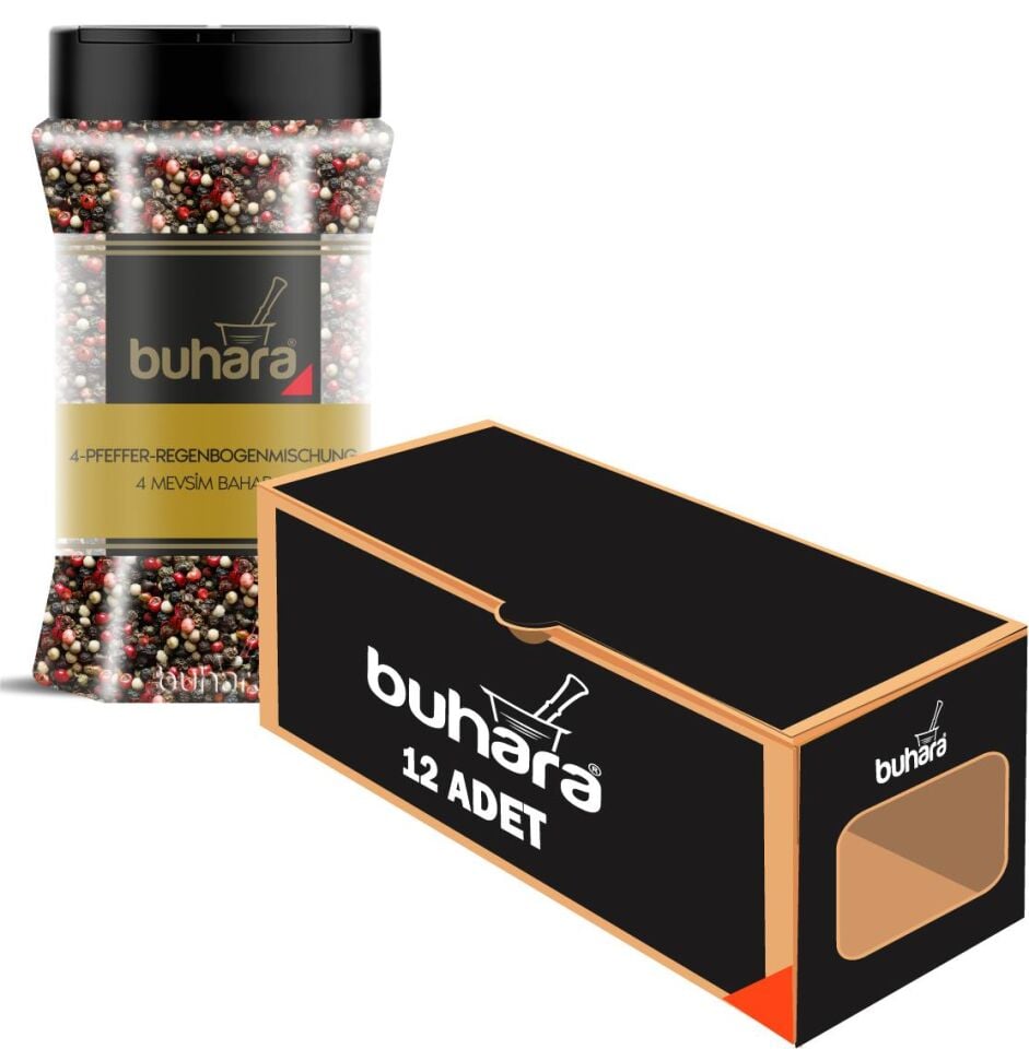 BUHARA TOPTAN 4 MEVSİM KARIŞIK BİBER TANE 110 GR  x 12 Ad. PET