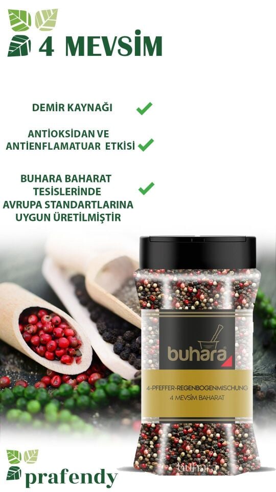 BUHARA 4 MEVSİM KARIŞIK BİBER TANE 110 GR PET