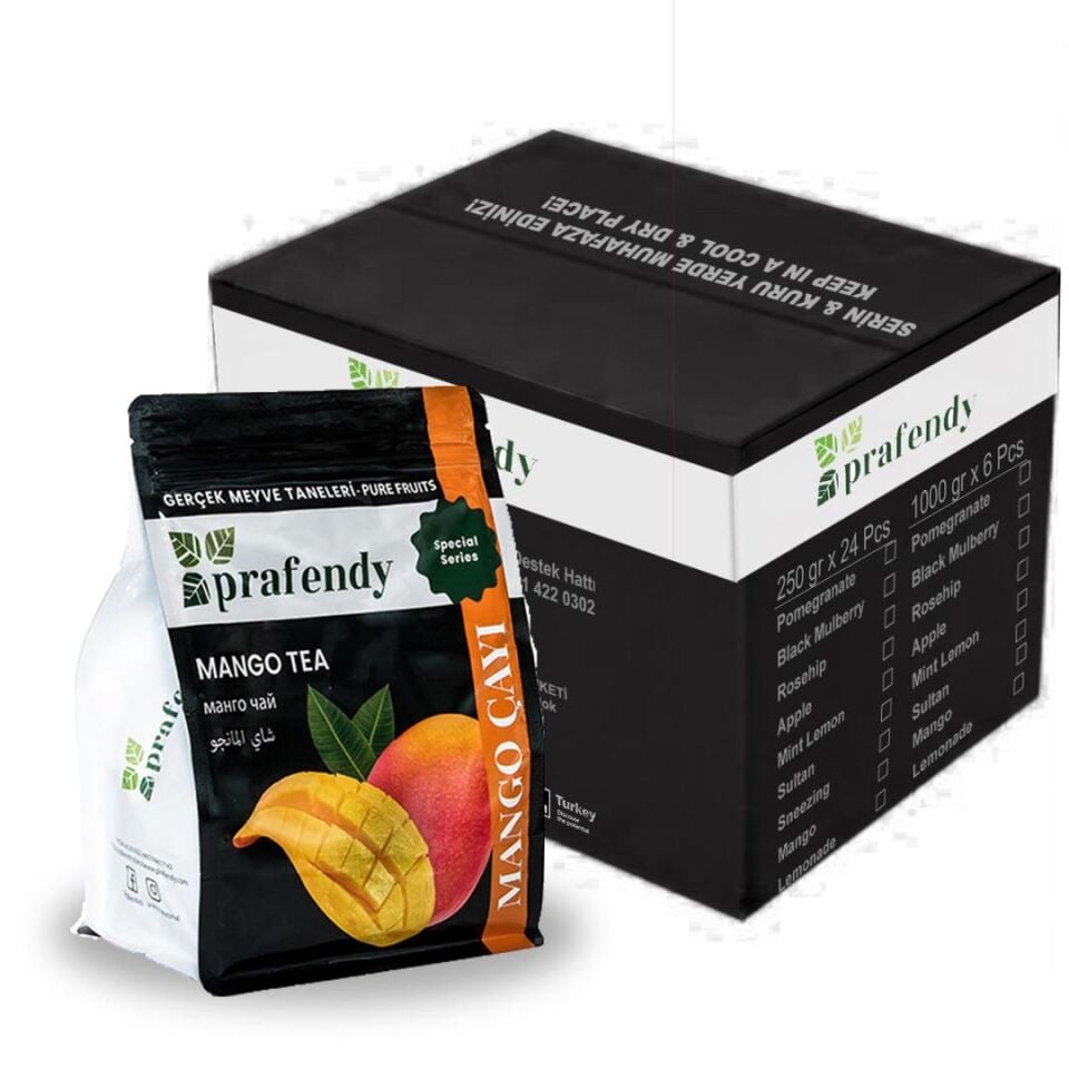 PRAFENDY TOPTAN MANGO ÇAYI GERÇEK MEYVE TANELİ 1 Kg x 6 Ad.