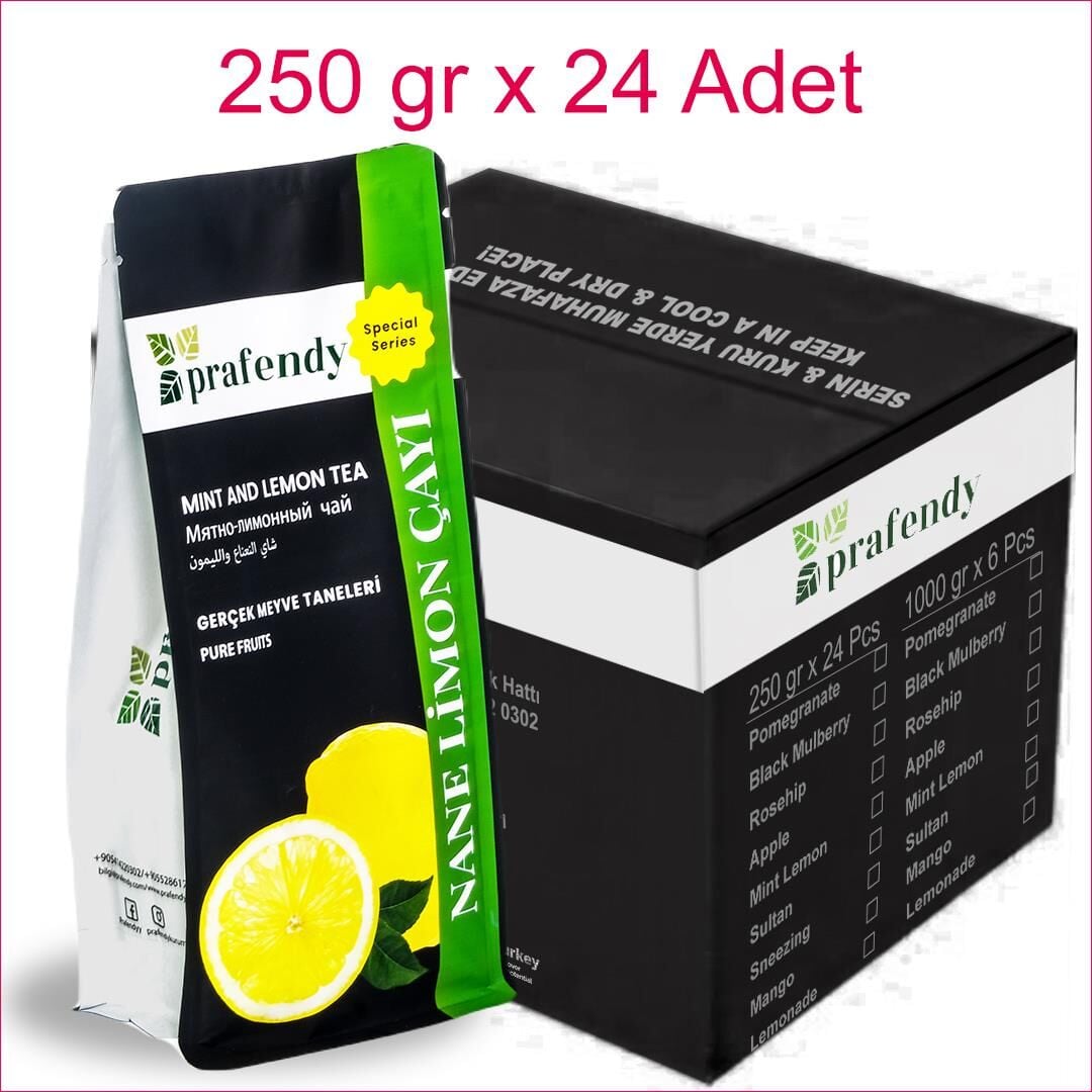 PRAFENDY NANE LİMON ÇAYI GERÇEK MEYVE TANELİ 250 gr x 24 Ad.