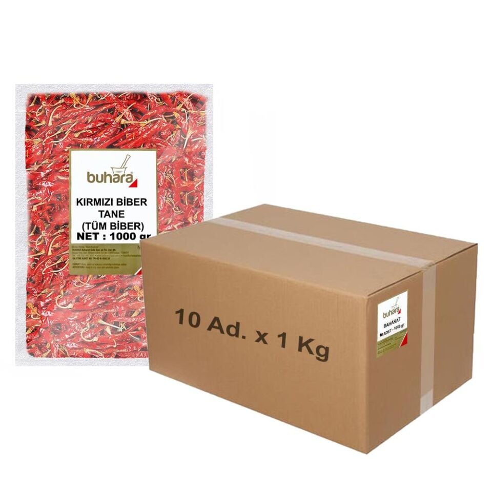 BUHARA TOPTAN KIRMIZI BİBER TANE (TÜM BİBER) 1 KG x 10 Ad - 10 KG