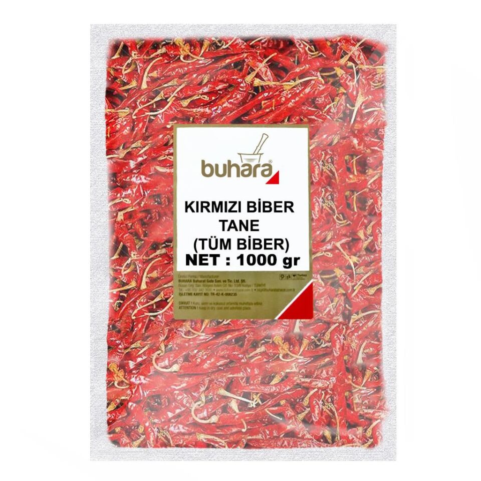 BUHARA KIRMIZI BİBER TANE (TÜM BİBER) 1000 GR