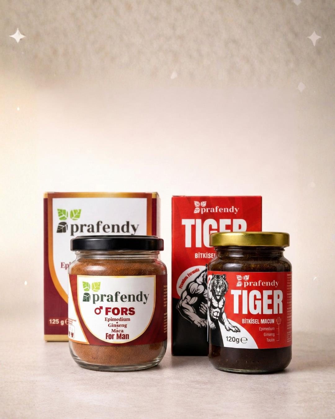 Prafendy FORS Kahvesi 125g + TIGER Bitkisel Macun 120g Erkeklere Özel Kombin Set
