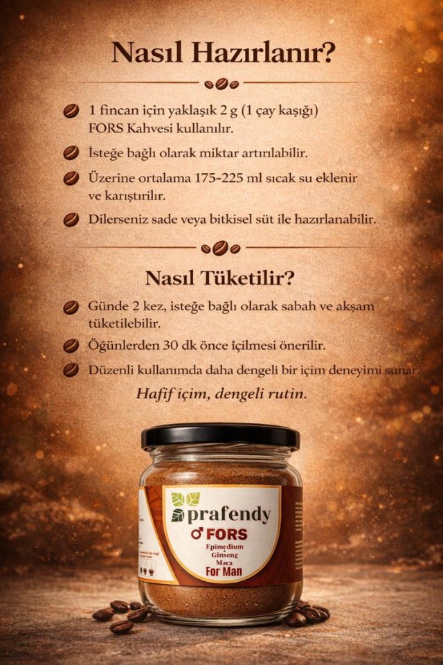 PRAFENDY FORS Epimedium-Gingseng Karışımlı Erkeklere Özel Kahve 125g