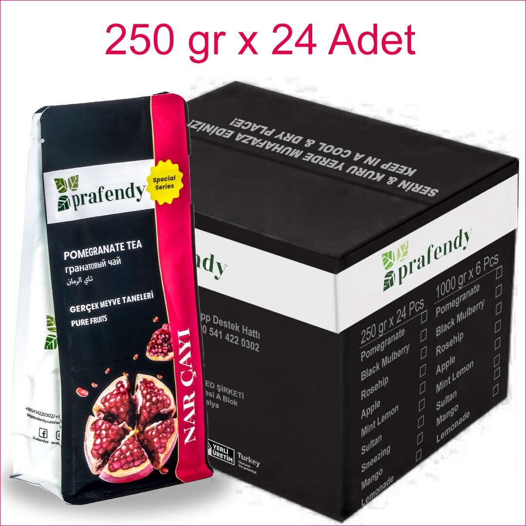 PRAFENDY NAR ÇAYI GERÇEK MEYVE TANELİ 250 gr x 24 Ad.