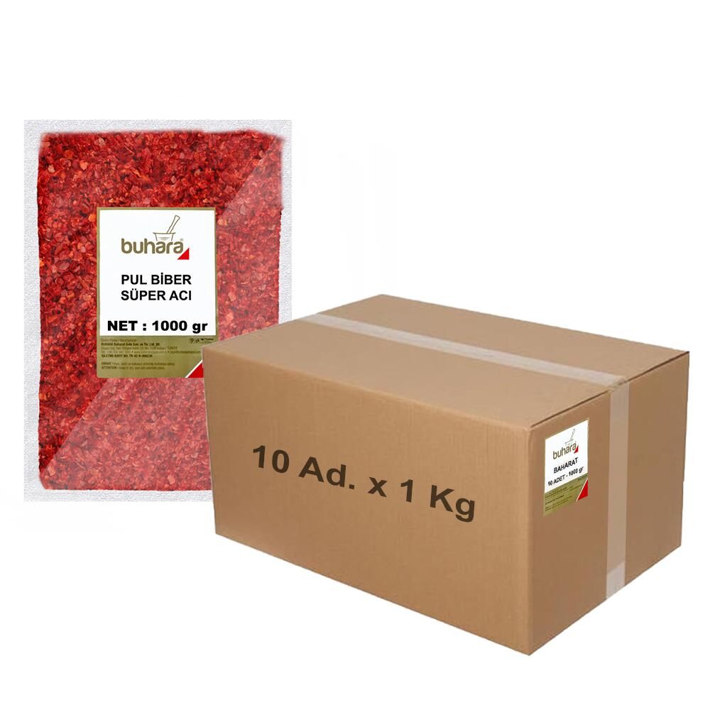 BUHARA TOPTAN SÜPER ACI PULBİBER 1 KG x 10 Ad - 10 KG