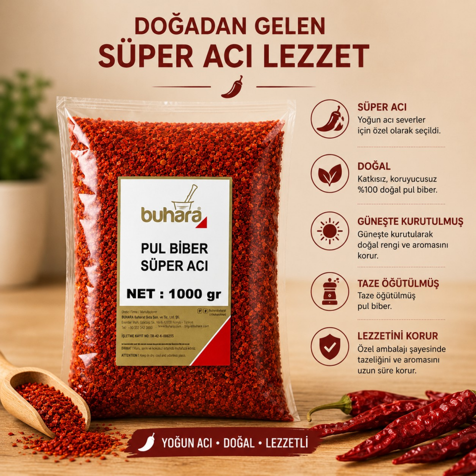BUHARA SÜPER ACI PULBİBER 1000 GR