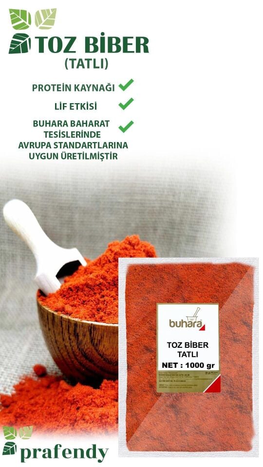 BUHARA TOPTAN TOZ TATLI BİBER 1 KG x 10 Ad - 10 KG