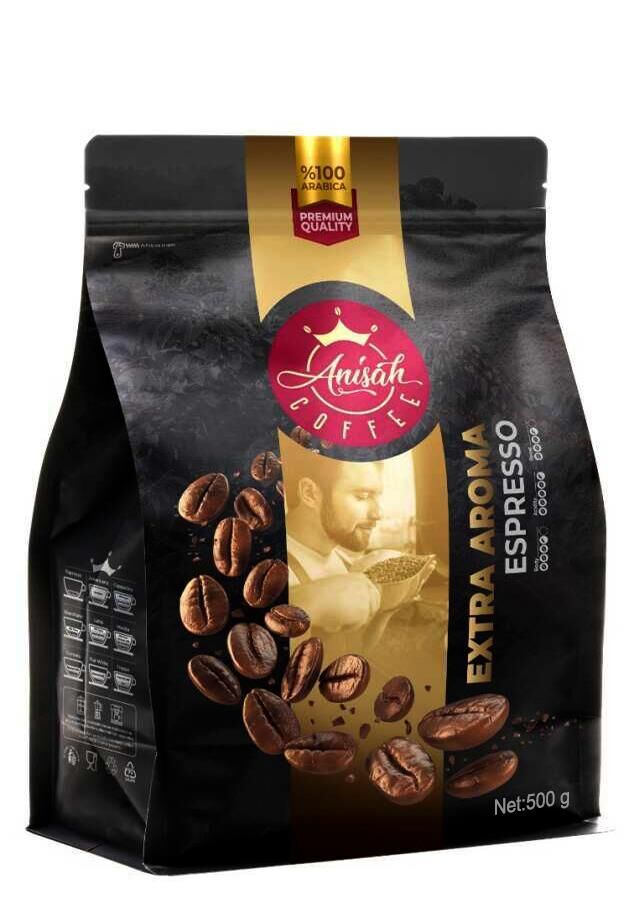 ANISAH COFFEE ESPRESSO EXTRA AROMA KOYU KAVRULMUŞ ÇEKİRDEK 500 GR