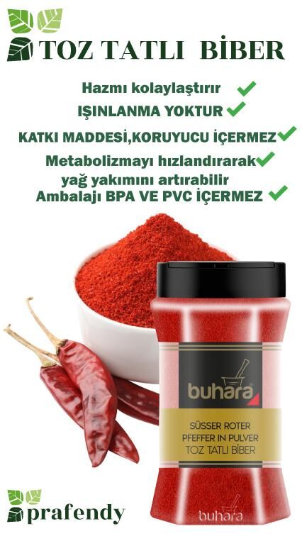 BUHARA TOPTAN TOZ TATLI BİBER 150 GR x 12 Ad. PET
