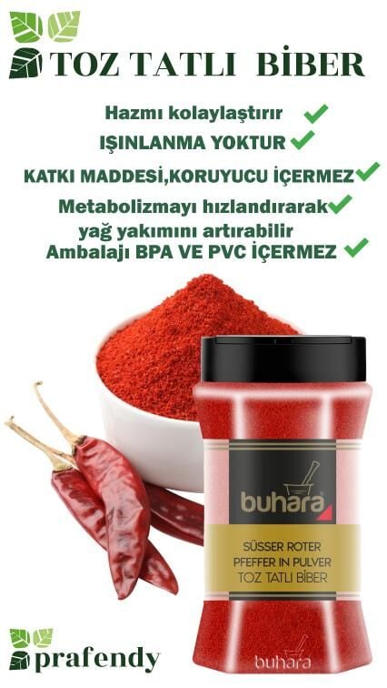 BUHARA TOPTAN TOZ TATLI BİBER 150 GR x 12 Ad. PET