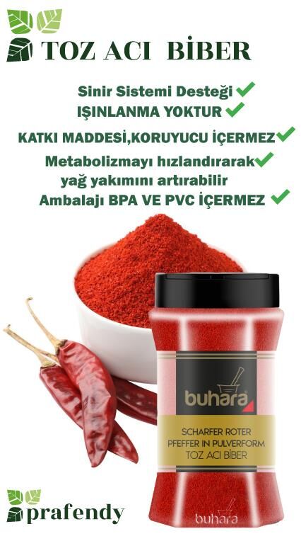 BUHARA TOPTAN TOZ ACI BİBER 150 GR x 12 Ad. PET