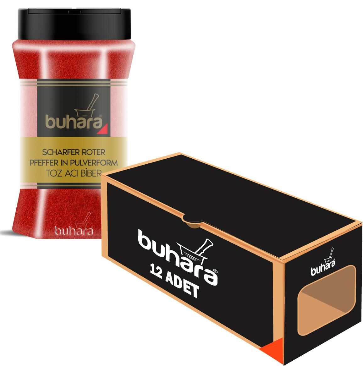BUHARA TOPTAN TOZ ACI BİBER 150 GR x 12 Ad. PET