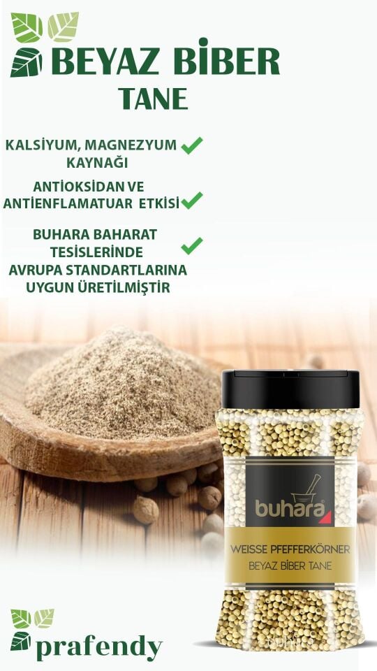 BUHARA TOPTAN BEYAZ BİBER TANE 150 GR x 12 Ad. PET