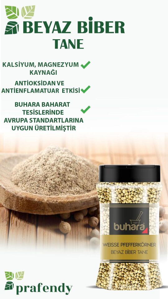 BUHARA TOPTAN BEYAZ BİBER TANE 150 GR x 12 Ad. PET