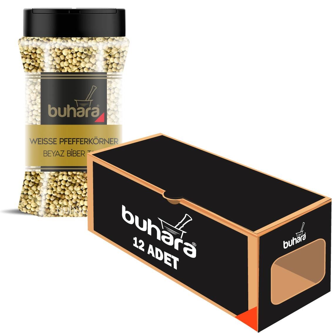 BUHARA TOPTAN BEYAZ BİBER TANE 150 GR x 12 Ad. PET