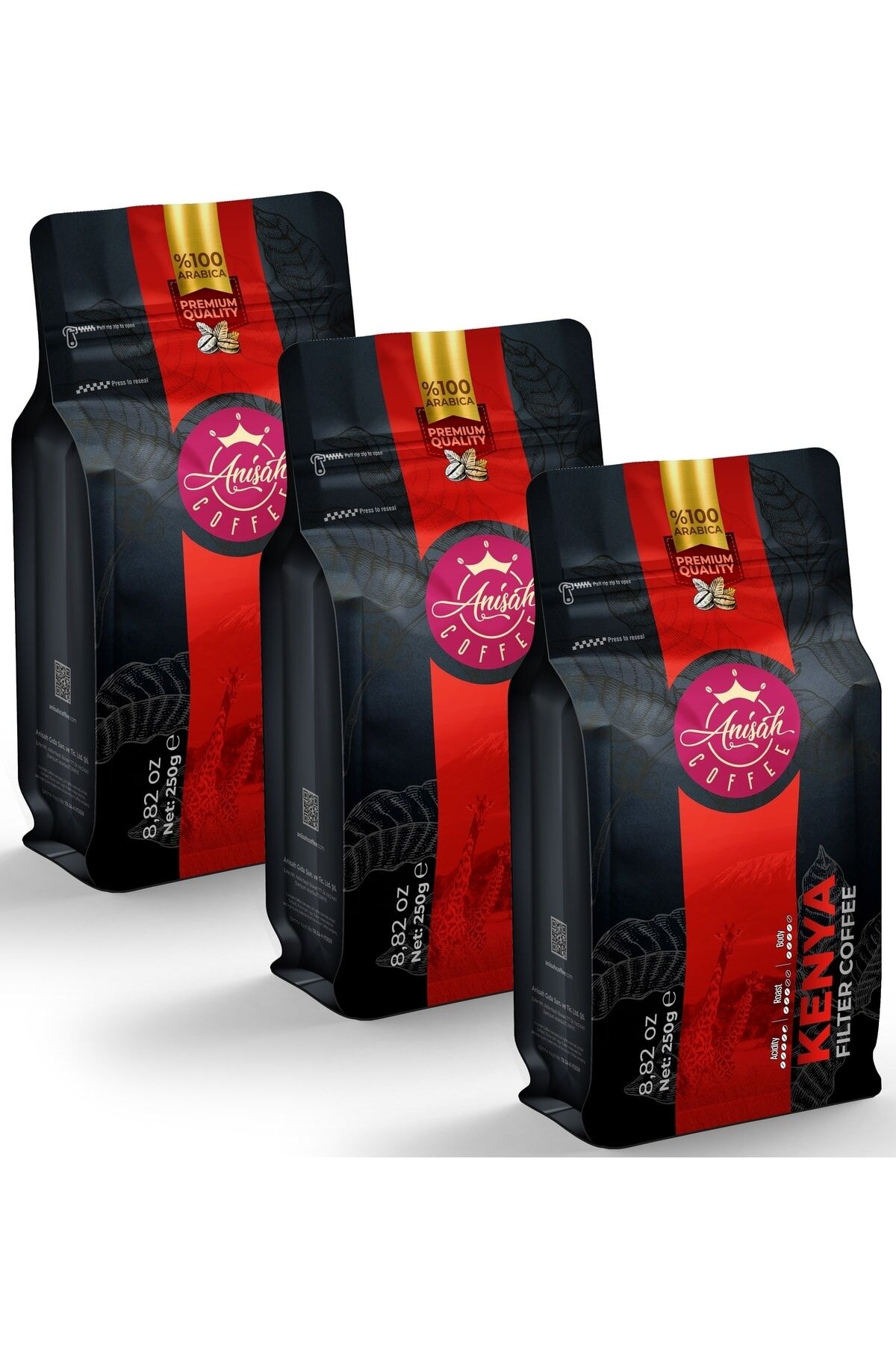 Anişah Kenya Filtre Kahve Öğütülmüş 3x250 gr - 3'lü Paket