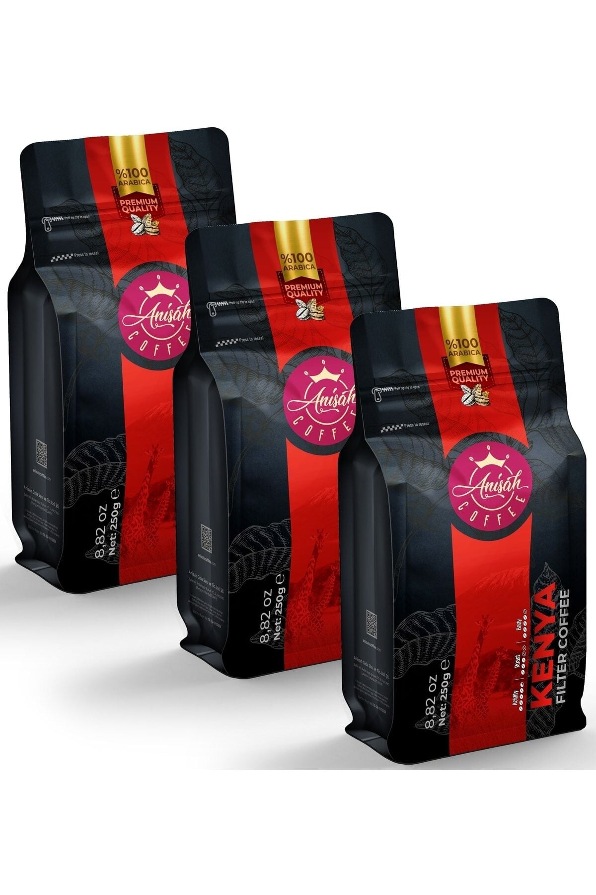 Anişah Kenya Filtre Kahve Öğütülmüş 3x250 gr - 3'lü Paket