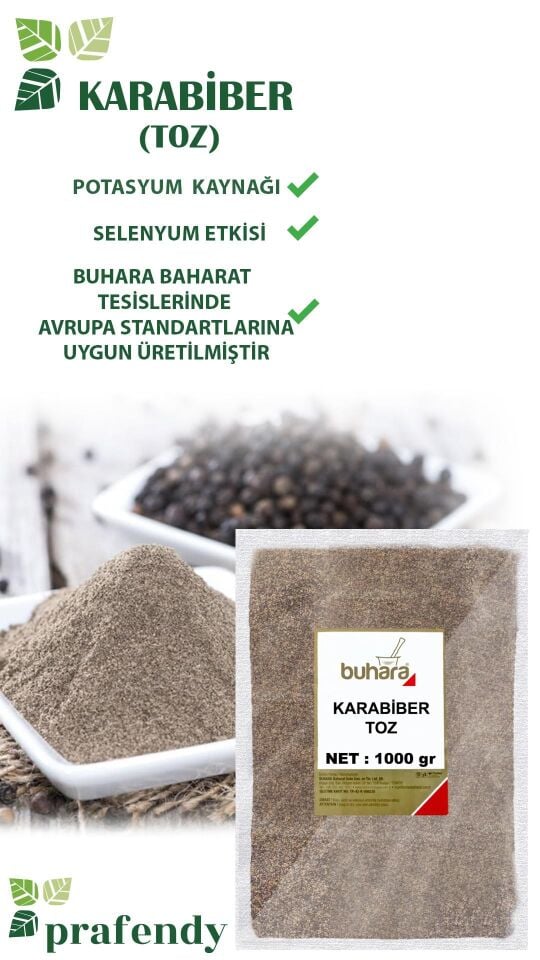 Buhara Toptan Karabiber Toz 1 Kg x 10 Ad.