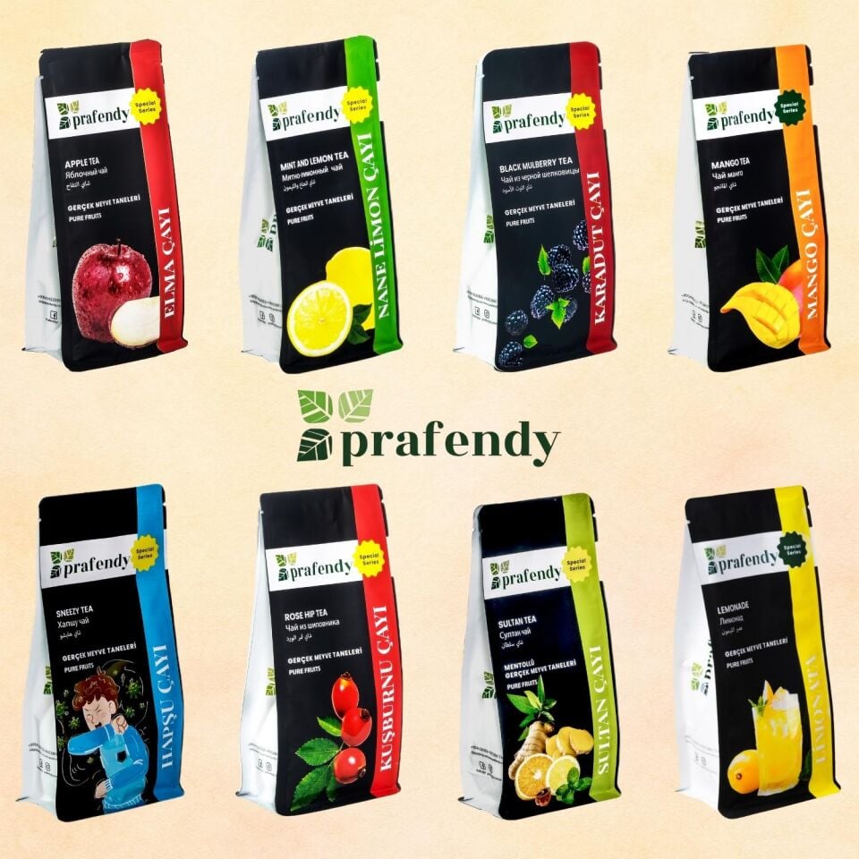 Prafendy Sultan Çayı 250g - Gerçek Meyve Taneli Yoğun Mentollü Bitki & Meyve Çayı (Toz)