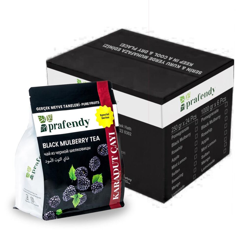 PRAFENDY TOPTAN KARADUT ÇAYI GERÇEK MEYVE TANELİ 1 Kg x 6 Ad.