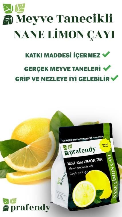 PRAFENDY TOPTAN NANE LİMON ÇAYI GERÇEK MEYVE TANELİ 1 Kg x 6 Ad.