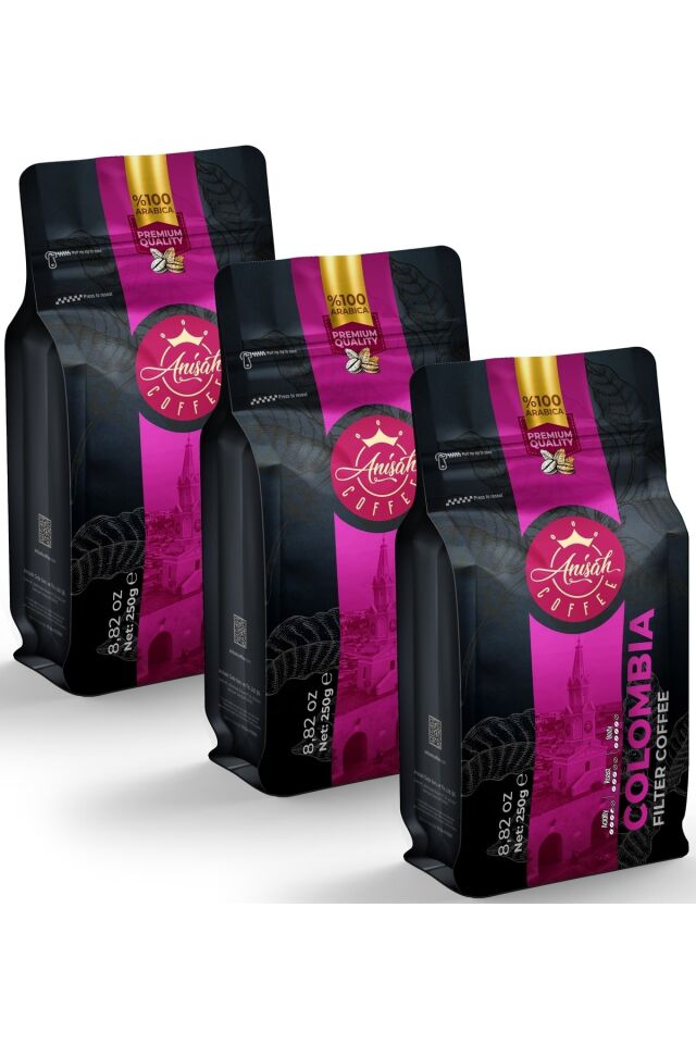 Anişah Kolombiya Filtre Kahve 3 x 250 gr- 3'lü Paket