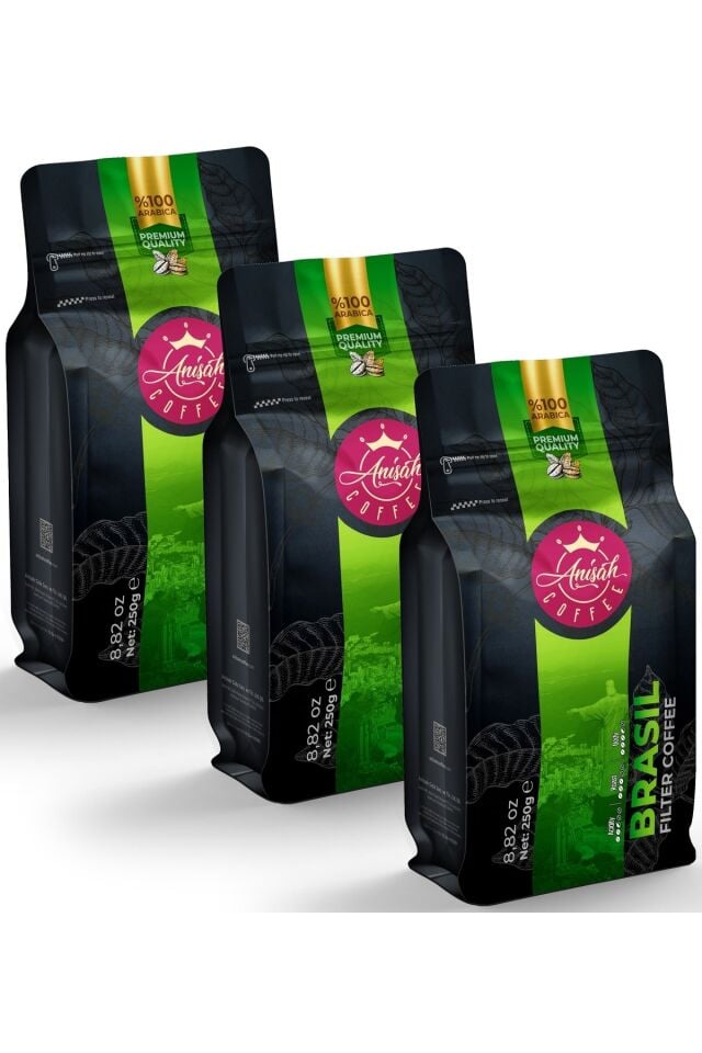 Anişah Brezilya Santos Filtre Kahve Öğütülmüş 3x250 gr - 3'lü Paket