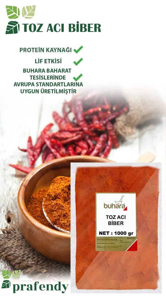 BUHARA TOPTAN TOZ ACI BİBER 1 KG x 10 Ad - 10 KG