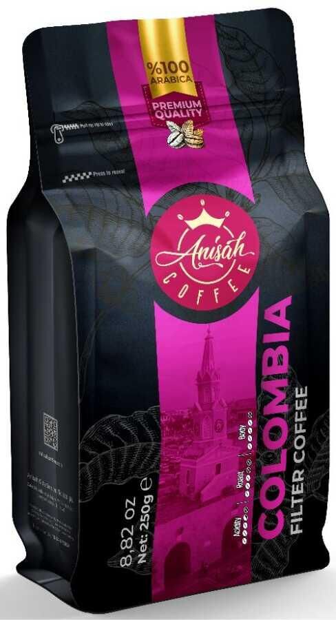 ANİŞAH FİLTRE KAHVE COLOMBİA ORTA KAVRULMUŞ ÖĞÜTÜLMÜŞ 250 GR