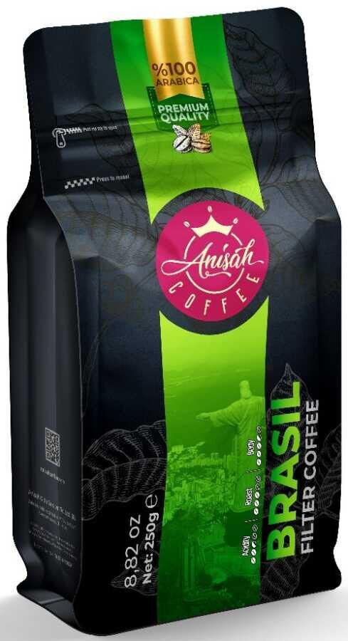 ANİŞAH FİLTRE KAHVE BRASIL SANTOS ORTA KAVRULMUŞ ÖĞÜTÜLMÜŞ 250 GR