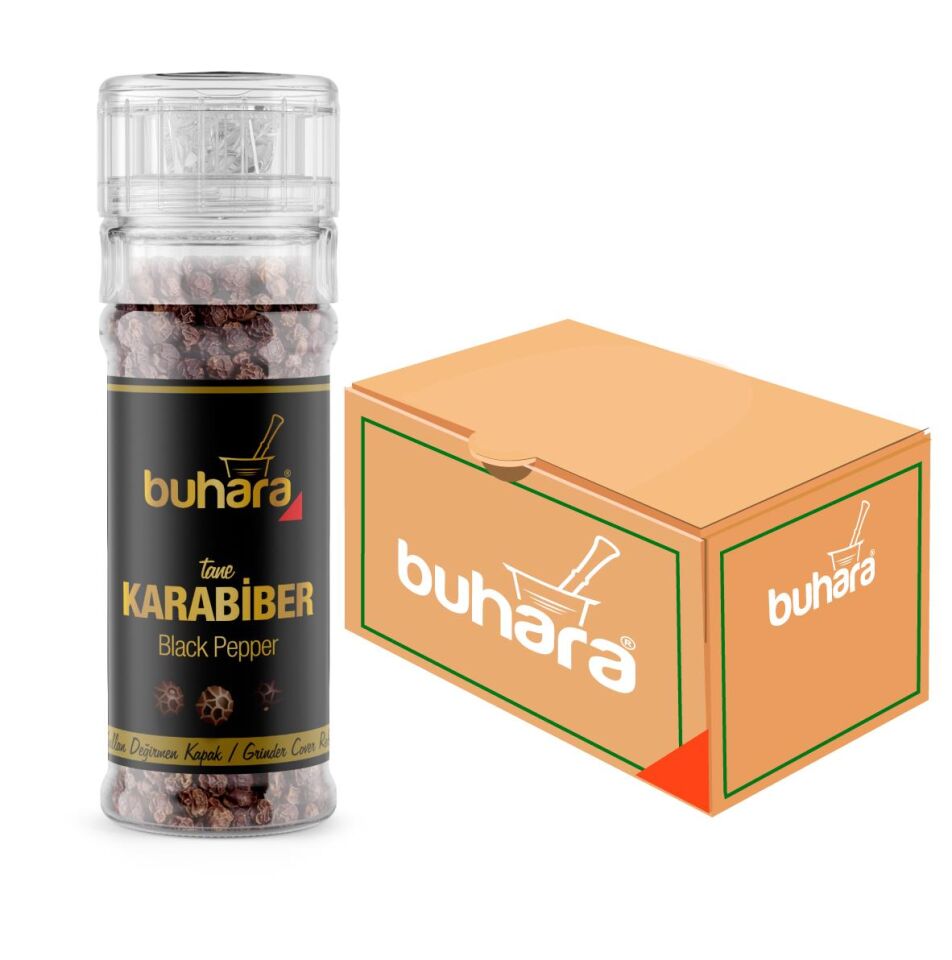 BUHARA TOPTAN KARABİBER TANE CAM DEĞİRMEN   50 GR x 15 Ad.