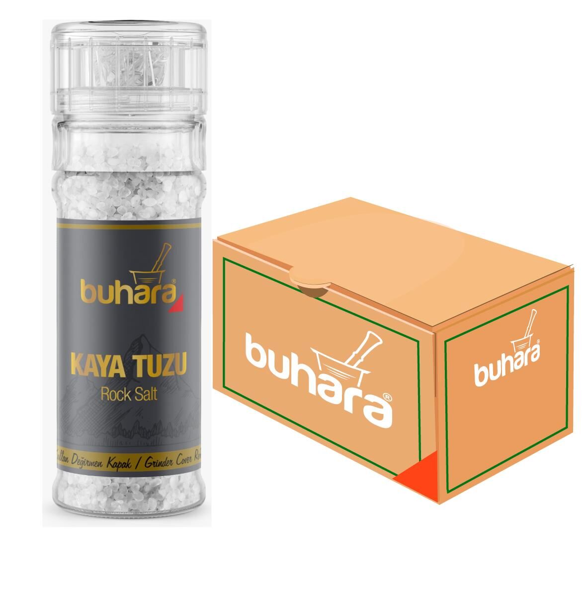 BUHARA TOPTAN KAYA TUZU CAM DEĞİRMEN  110 GR x 15 Ad.