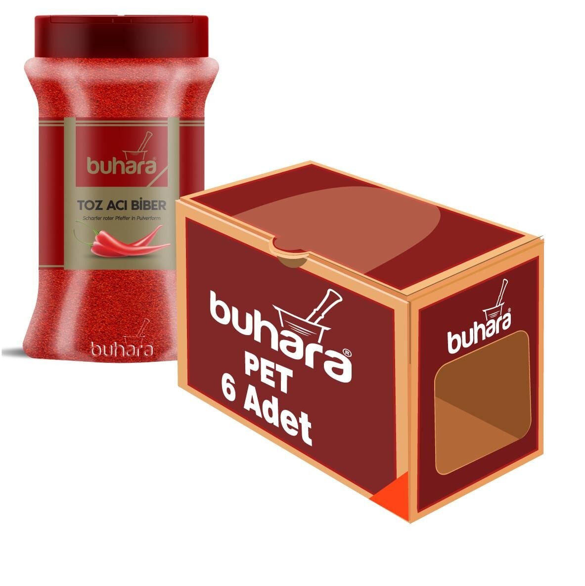 BUHARA TOPTAN TOZ ACI BİBER 500 GR x 6 Ad. PET