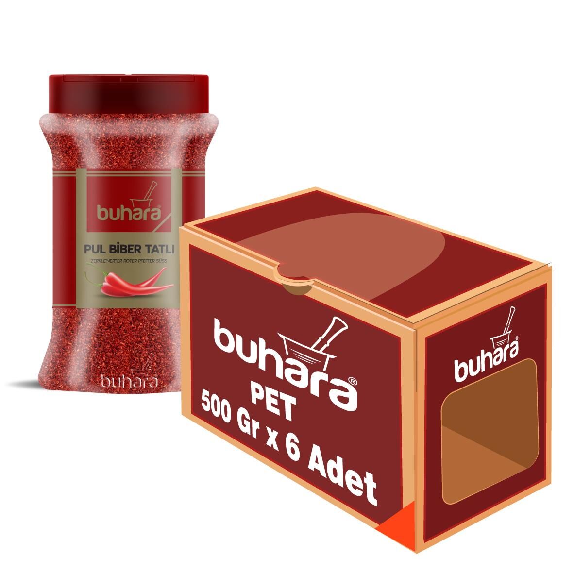 BUHARA TOPTAN TOZ TATLI BİBER 500 GR x 6 Ad. PET