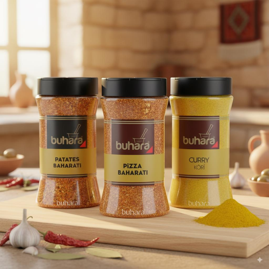 Buhara (Pizza,Patates,Köri) Baharat 3'lü Set
