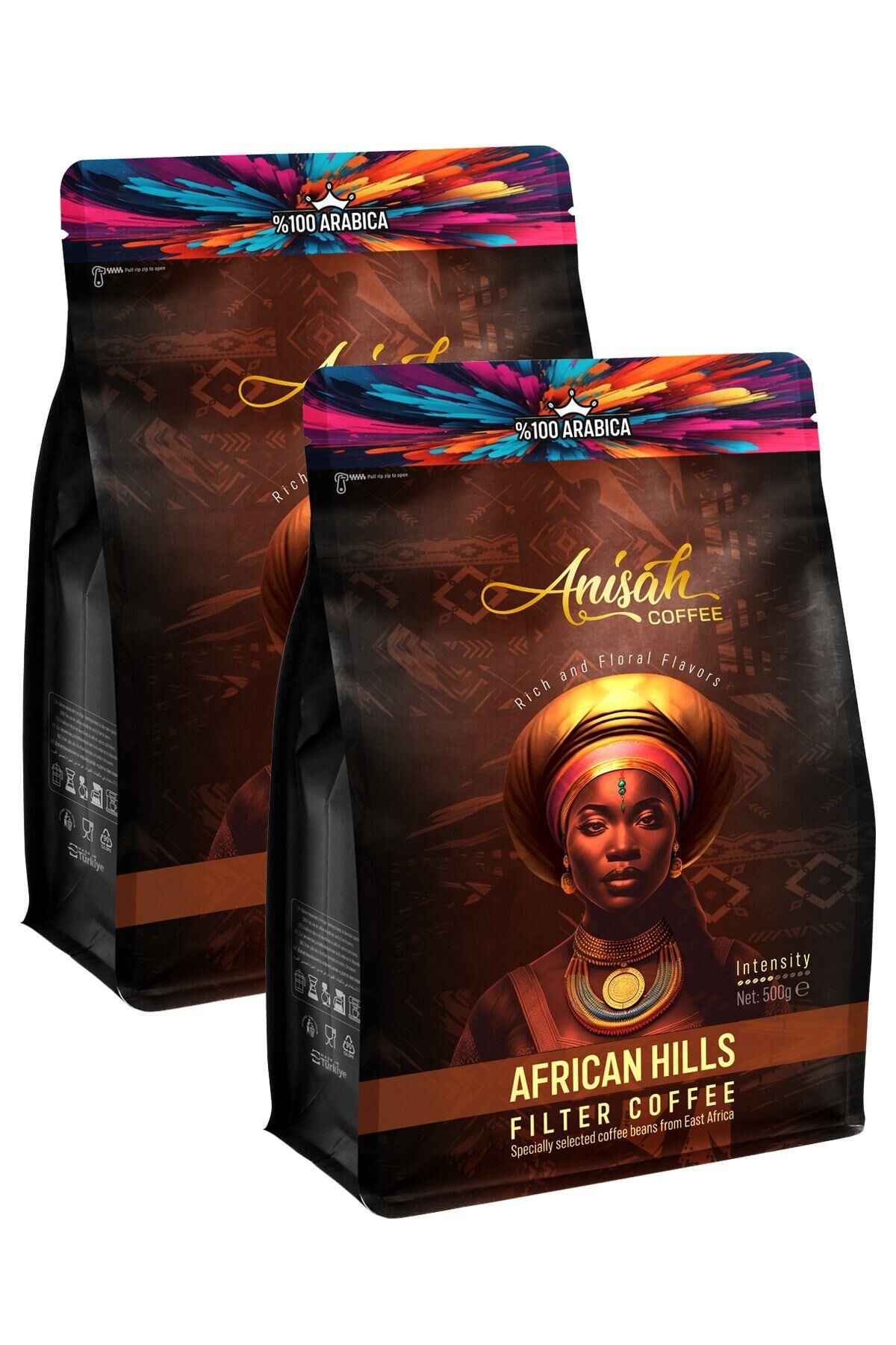 Anisah Coffee African Hills Çekirdek Filtre Kahve | 2x500 Gr | %100 Arabica Doğu Afrika Blend | Orta Kavrum (medium roast)