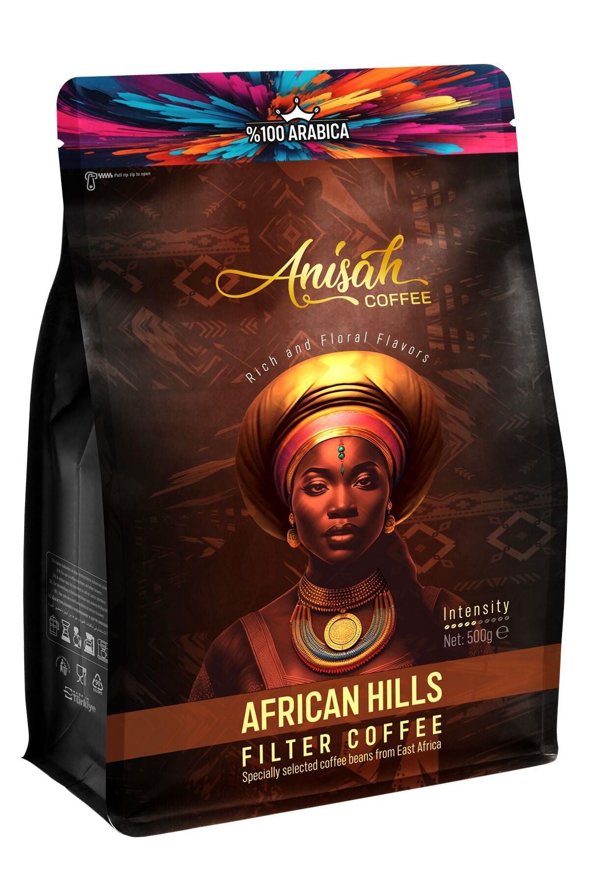 (TOPTAN) AFRİCAN HİLLS ÇEKİRDEK FİLTRE KAHVE ORTA KAVRUM (MEDİUM ROAST) 500 GR X 18 ADET