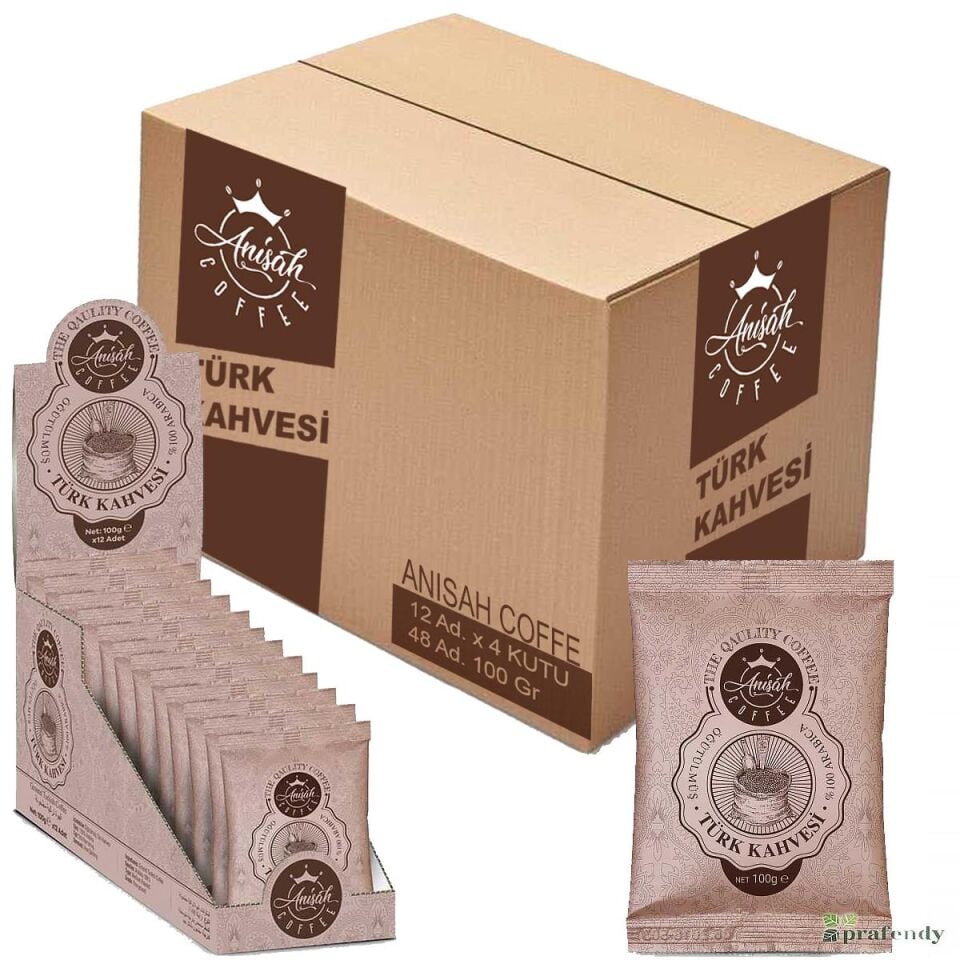 ANISAH COFFE TOPTAN ÖĞÜTÜLMÜŞ TÜRK KAHVESİ 100 gr x 48 Ad.